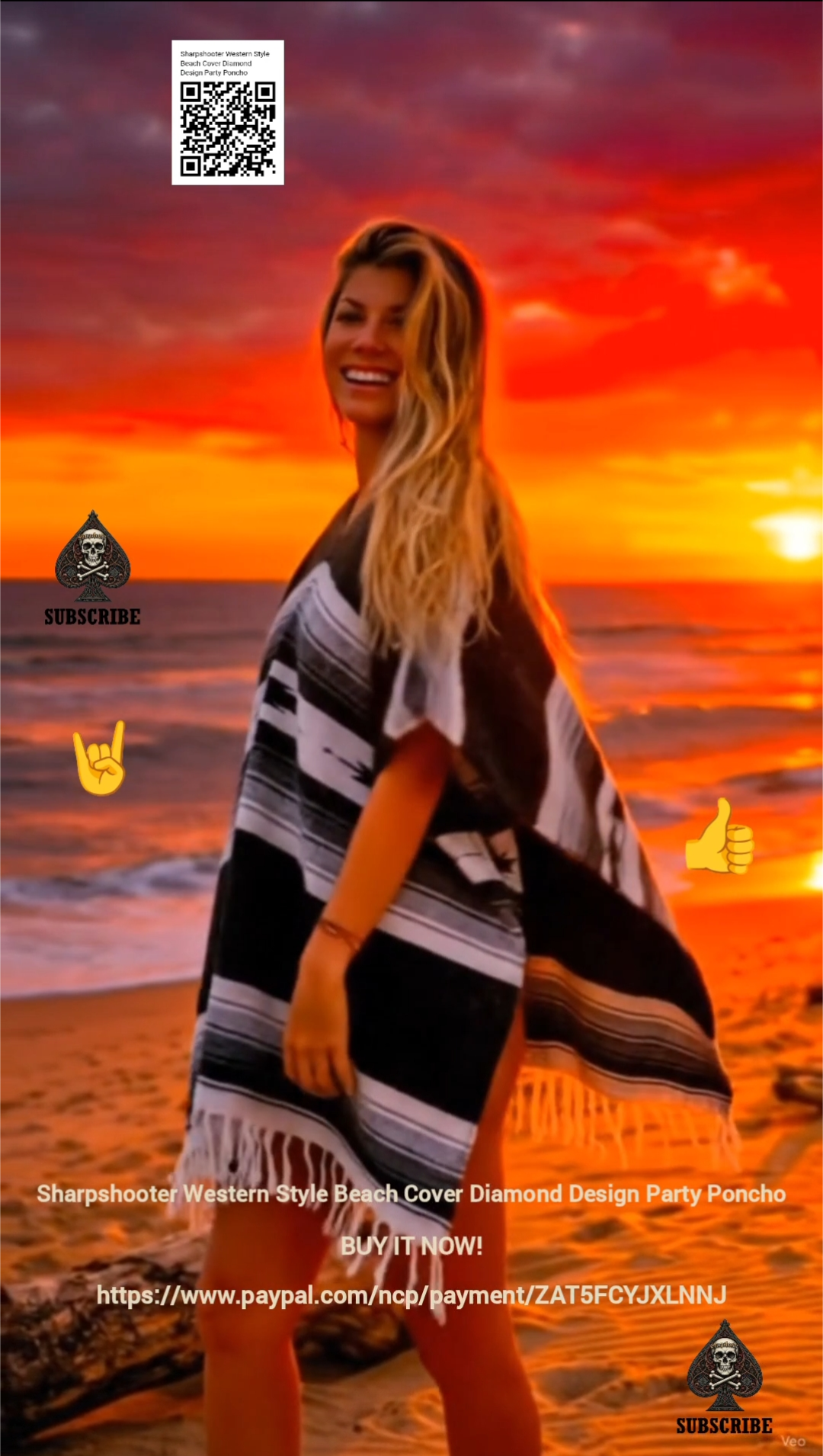 Black-Sharpshooter-Western-Style-Beach-Cover-Diamond-Design-Party-Poncho